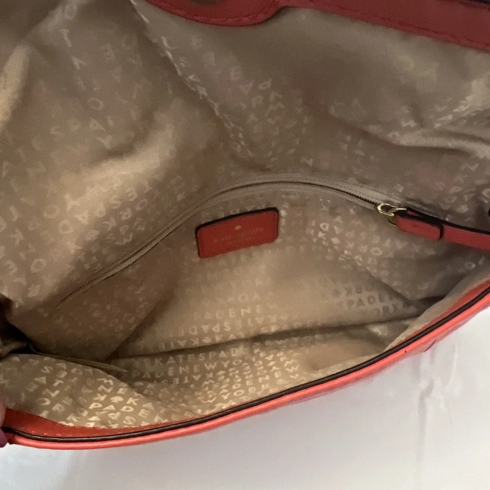 Kate Spade Fremont Place JULIAN Red Coral Leather Purse Crossbody Bag 10 X 6‎